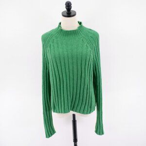 American Eagle Cableknit Mock Neck Green‎ Large Pullover Sweater